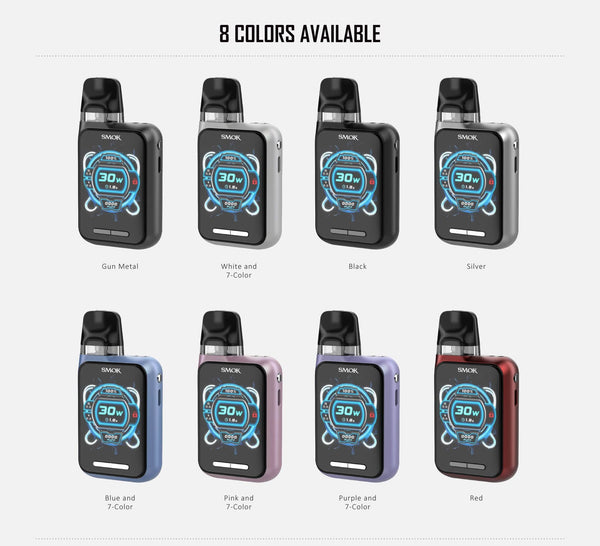 SMOK Novo GT Box Kit hardware showing sleek, compact vape device with digital display and mouthpiece in black and silver finish.