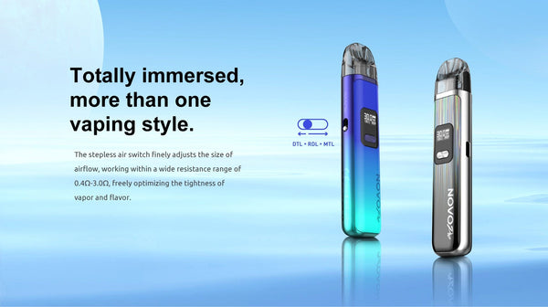 SMOK Novo Pro Pod 30W pod system showing sleek compact hardware with replaceable pod and adjustable airflow.