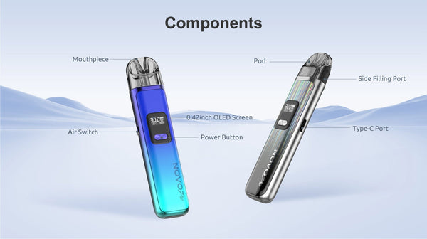 SMOK Novo Pro 30W Pod System showing sleek portable hardware with replaceable pod and compact design.