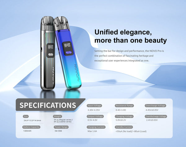 SMOK Novo Pro 30W Pod System with sleek design, showing the compact hardware device and replaceable pod for vaping.