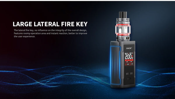 SMOK R-KISS 2 200W starter kit with sleek hardware, featuring a compact design and adjustable settings for vaping.
