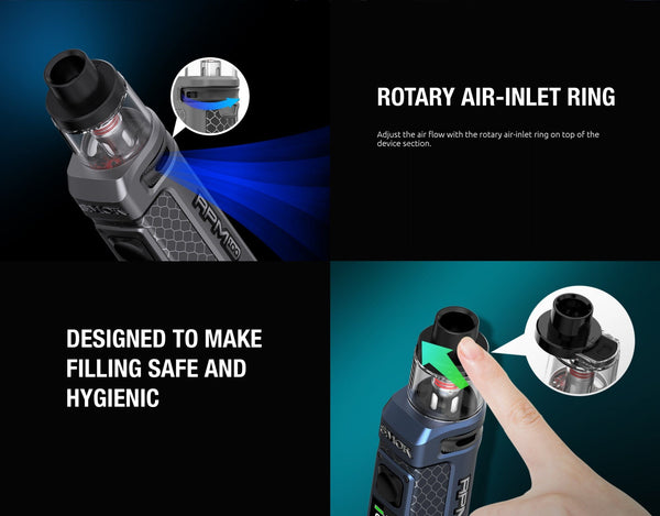 SMOK RPM 100 pod mod kit hardware with sleek design, featuring the device and removable pod for vaping.