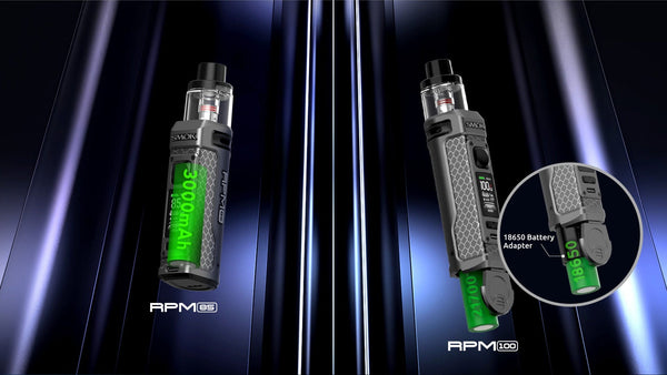 SMOK RPM 100 Pod Mod Kit showing sleek black hardware with a compact design and adjustable airflow system.