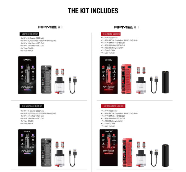 SMOK RPM 100 Pod Mod Kit, sleek hardware device with adjustable settings and removable pod for vaping.