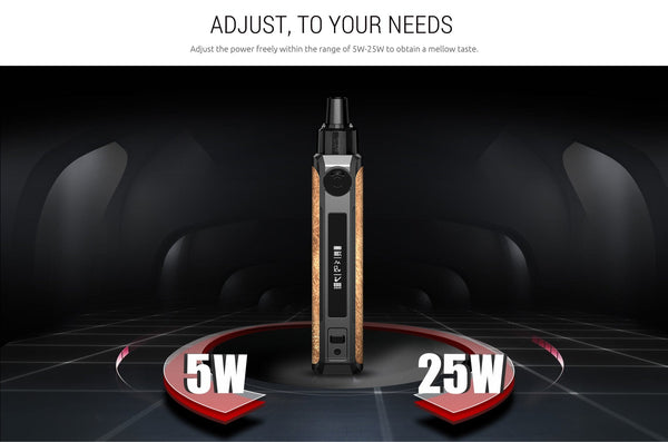 SMOK RPM 25W Pod System hardware with sleek design and compact size, featuring a user-friendly interface and adjustable wattage.