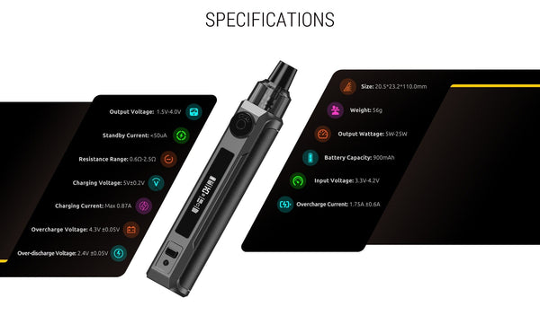 SMOK RPM 25W Pod System hardware with compact design, adjustable airflow, and sleek finish for vaping.