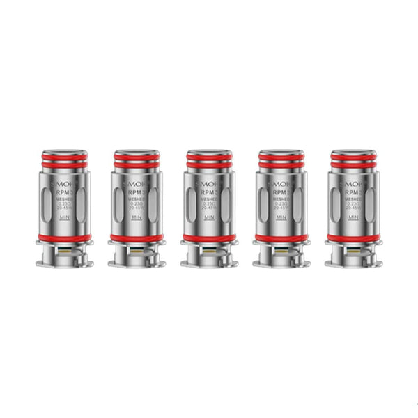 SMOK RPM 3 replacement vape coils shown in a pack, designed for compatible vape devices, with coil wicks and metal construction.