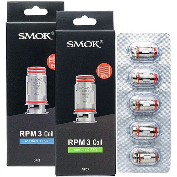 SMOK RPM 3 replacement vape coils, cylindrical metal coils designed for use with SMOK RPM 3 vaping devices.