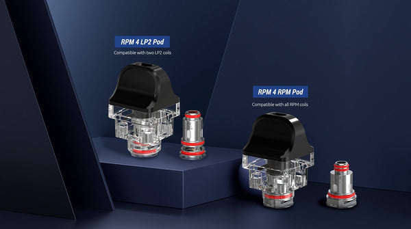 SMOK RPM 4 60W pod kit with sleek design, showing the compact hardware device with pod and adjustable wattage display.