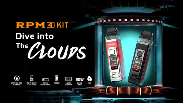 SMOK RPM 4 60W Pod Kit showing a sleek, compact vape device with adjustable wattage and replaceable pod system.