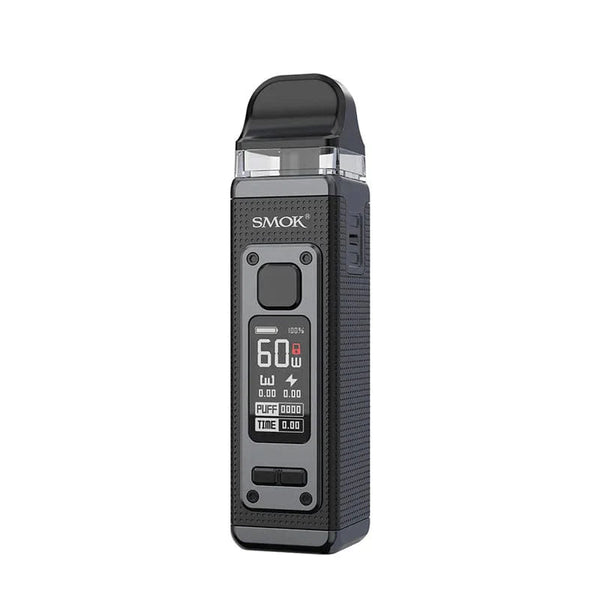SMOK RPM 4 60W Pod Kit showing sleek black and silver hardware with adjustable wattage and replaceable pod system.