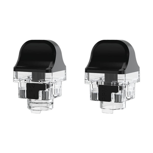 SMOK RPM 4 replacement pods for vaping device, clear and durable hardware pods with mouthpiece and filling port visible.