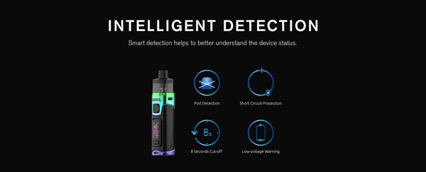 SMOK RPM 5 80W pod system device with sleek design and adjustable wattage, featuring a compact hardware setup.
