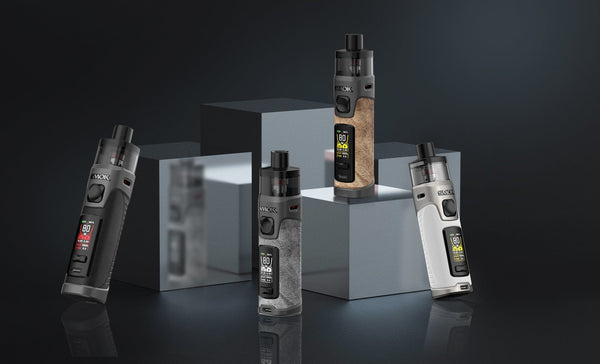 SMOK RPM 5 80W pod system vape device with sleek design and adjustable wattage, featuring a compact hardware build.