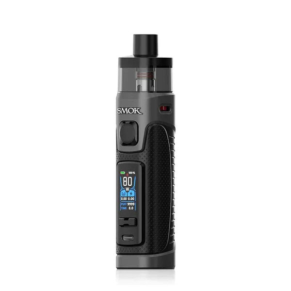 SMOK RPM 5 80W pod system device showing sleek black hardware with adjustable airflow and removable pod for vaping.
