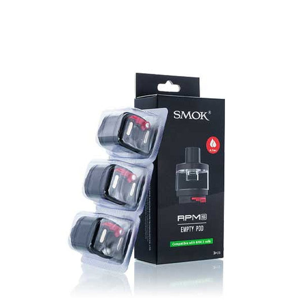 SMOK RPM 5 replacement pods for vaping device, clear plastic with mouthpiece and e-liquid chamber visible.