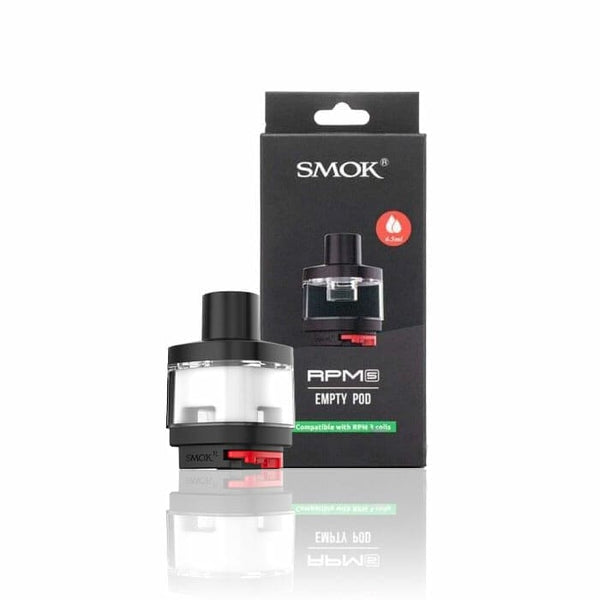 SMOK RPM 5 replacement pods for vape hardware, showing clear view of the pod design and branding on the device