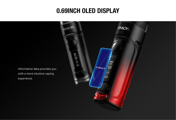 SMOK RPM C 50W Pod Kit hardware with sleek black design, featuring pod system and adjustable wattage for vaping.