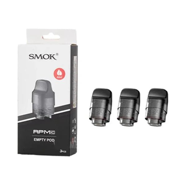SMOK RPM C replacement pods for hardware, showing transparent design with e-liquid reservoir and mouthpiece attachment.