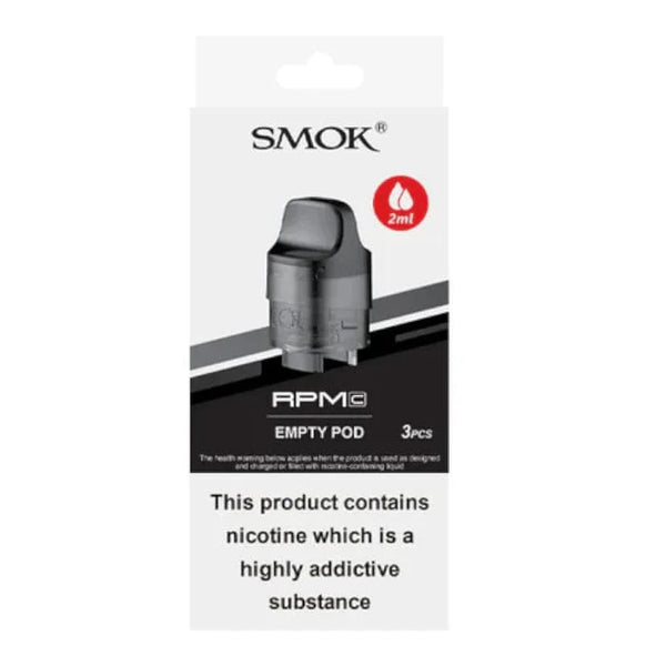 SMOK RPM C replacement pods for vape device, clear plastic with mouthpiece and filling port visible in the image.