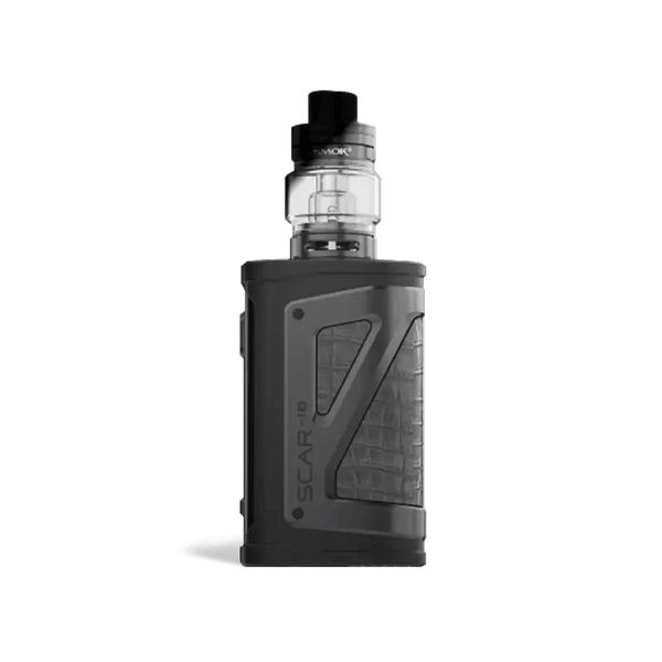 SMOK SCAR-18 230W Starter Kit with mod and tank, black and green design, featuring adjustable airflow and ergonomic grip.