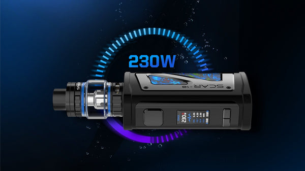 SMOK SCAR-18 230W starter kit with modular hardware and ergonomic design, featuring a compact mod and matching tank.