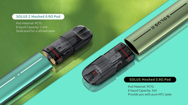 SMOK Solus 2 replacement vape pods showing clear mouthpiece and e-liquid chamber for SMOK vape device.