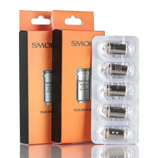 SMOK Stick AIO replacement coils for vape device, showing multiple coil heads designed for optimal vapor and flavor.