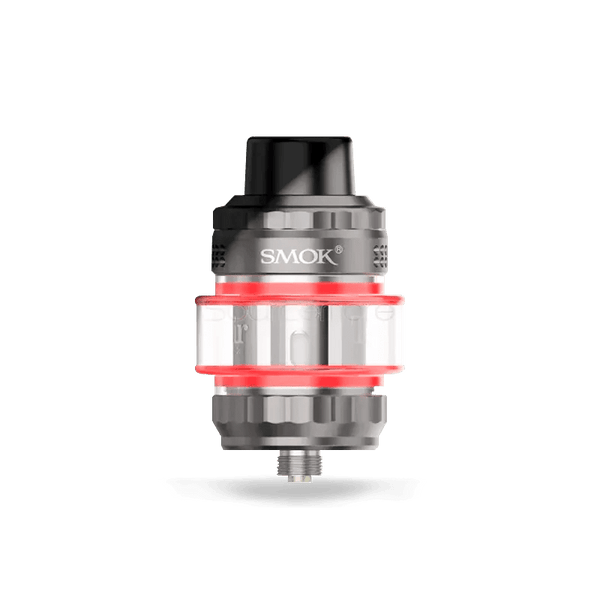 SMOK T-Air Sub-Ohm Tank vape part showing glass chamber and metal base with adjustable airflow on a white background