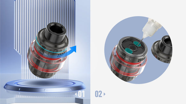 SMOK T-Air Sub-Ohm Tank for vaping, featuring a glass chamber and metal body, designed for high-performance vape experiences.
