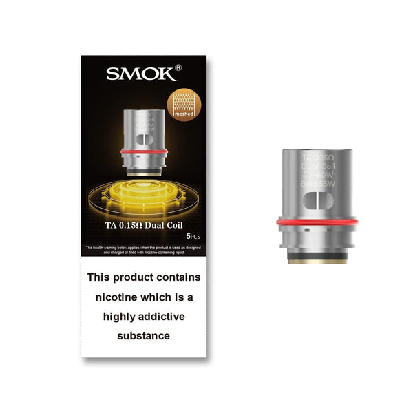 SMOK TA Replacement Coils for vape device, showing a pack of replacement coils with metal and cotton components.