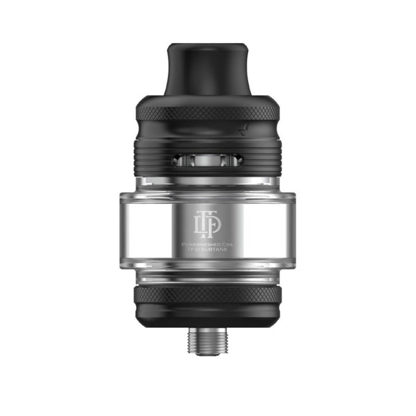 SMOK TF-D Subtank vape part showing a silver and black rebuildable tank with glass chamber for e-cigarettes.