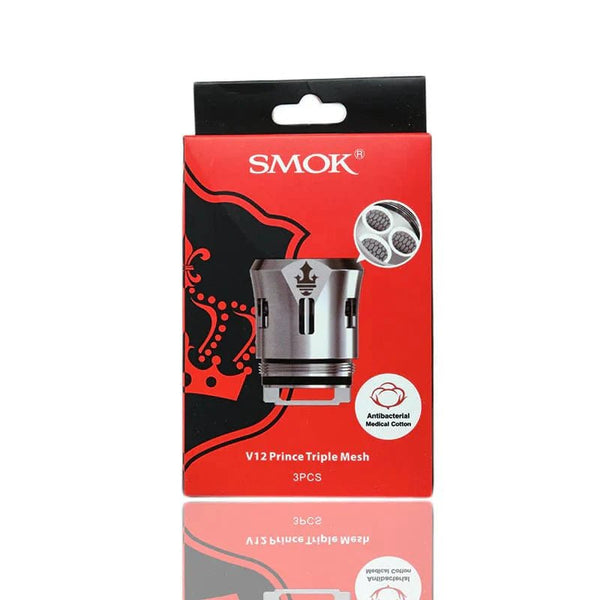 SMOK TFV12 Prince replacement coils for vape devices, showcasing a pack of high-performance vape coils with branding and coil design.