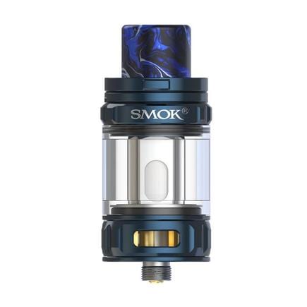 SMOK TFV18 Mini Sub-Ohm Tank vape part with glass and metal construction, featuring adjustable airflow and a wide-mouth drip tip.
