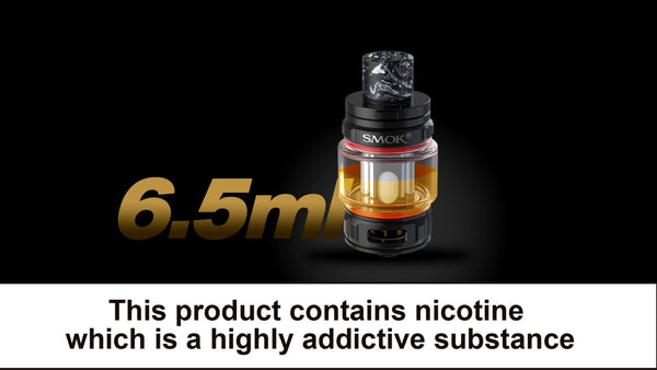 SMOK TFV18 Mini Sub-Ohm Tank vape part with glass chamber and metal accents, designed for enhanced vaping performance