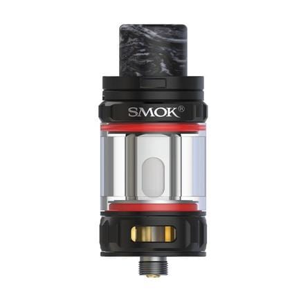 SMOK TFV18 Mini Sub-Ohm Tank vape part with glass and metal construction, featuring adjustable airflow and wide-bore drip tip.