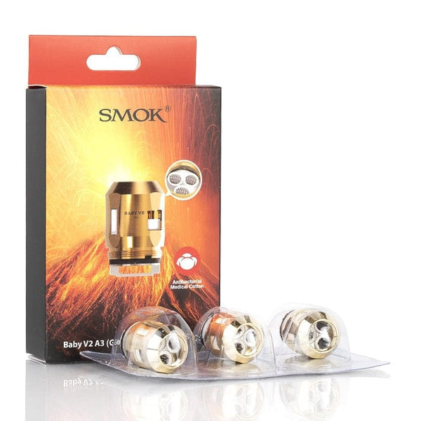 SMOK TFV8 Baby V2 replacement coils for vape devices, showing multiple coils with metallic and wicking components.