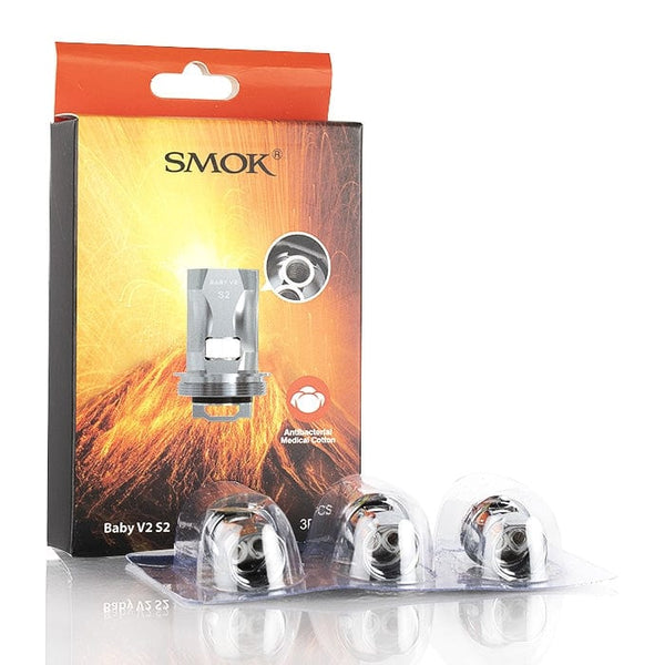 SMOK TFV8 Baby V2 replacement coils for vape device, showing multiple coils with metal and wick components.