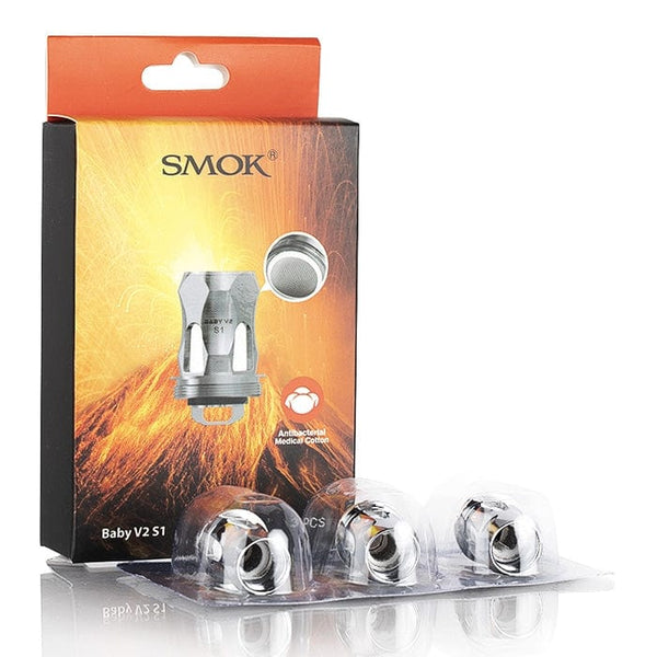 SMOK TFV8 Baby V2 vape replacement coils shown in a clear image, designed for use with SMOK vape devices.
