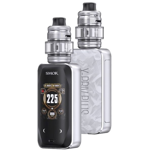 SMOK X-Priv Plus 225W Starter Kit with sleek mod and tank, featuring a digital display and ergonomic design.