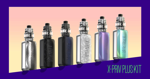 SMOK X-Priv Plus 225W starter kit with sleek black mod and matching tank, showcasing advanced vaping hardware.