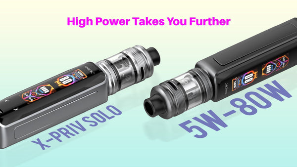 SMOK X-Priv Solo 80W Kit hardware with sleek black mod and matching tank, featuring digital display and ergonomic design.