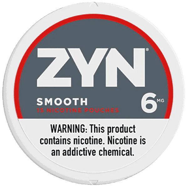 ZYN Nicotine Pouches Smooth flavor, 15-count pack, small nicotine pouches in sleek packaging, designed for discreet use.