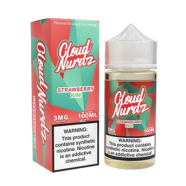 Strawberry Kiwi flavored E-liquid by Cloud Nurdz in a 100mL bottle, showcasing vibrant packaging with fresh strawberry and kiwi imagery.