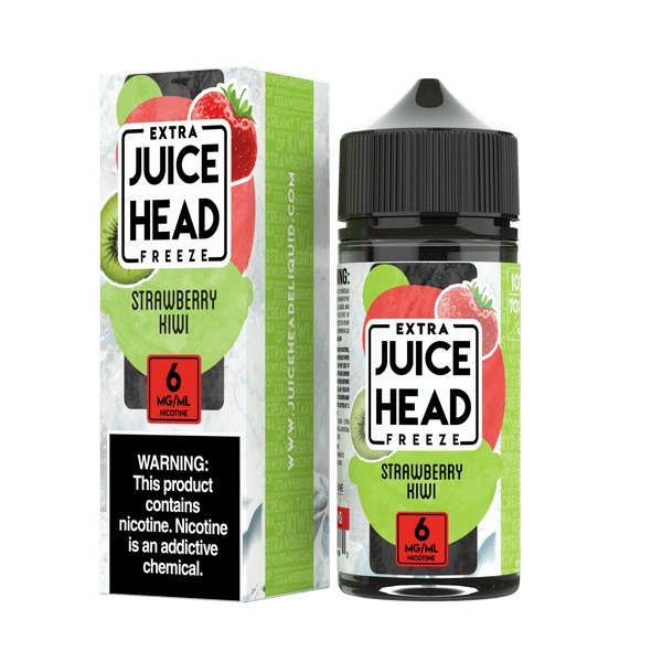 Strawberry Kiwi Freeze e-liquid bottle by Juice Head, 100mL, featuring fresh strawberry and kiwi flavors with icy coolness.