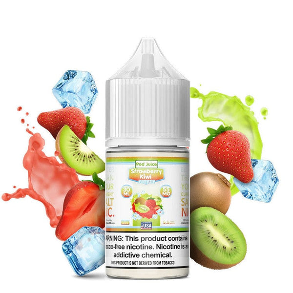 Strawberry Kiwi Freeze Salt e-liquid by Pod Juice in 30mL bottle, featuring a refreshing strawberry and kiwi flavor with icy menthol.