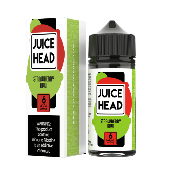 Bottle of Juice Head Strawberry Kiwi e-liquid 100mL with a colorful label featuring strawberries and kiwi fruits.