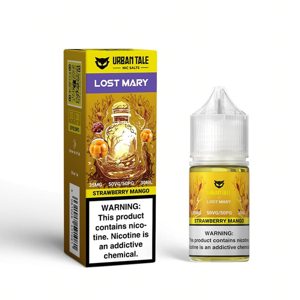 Strawberry Mango SALT e-liquid by Urban Tale x Lost Mary in a 30mL bottle, featuring fresh strawberry and ripe mango flavors.