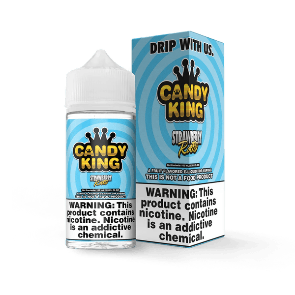 Strawberry Rolls E-liquid by Candy King in 100mL bottle, featuring vibrant strawberry and sweet candy flavor profile.