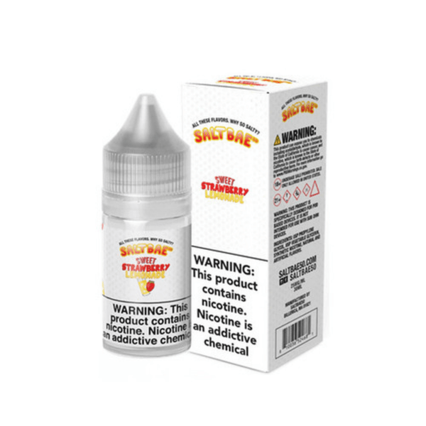 Salt Bae Sweet Strawberry Lemonade SALT e-liquid in 30mL bottle, featuring a vibrant strawberry and lemonade flavor.